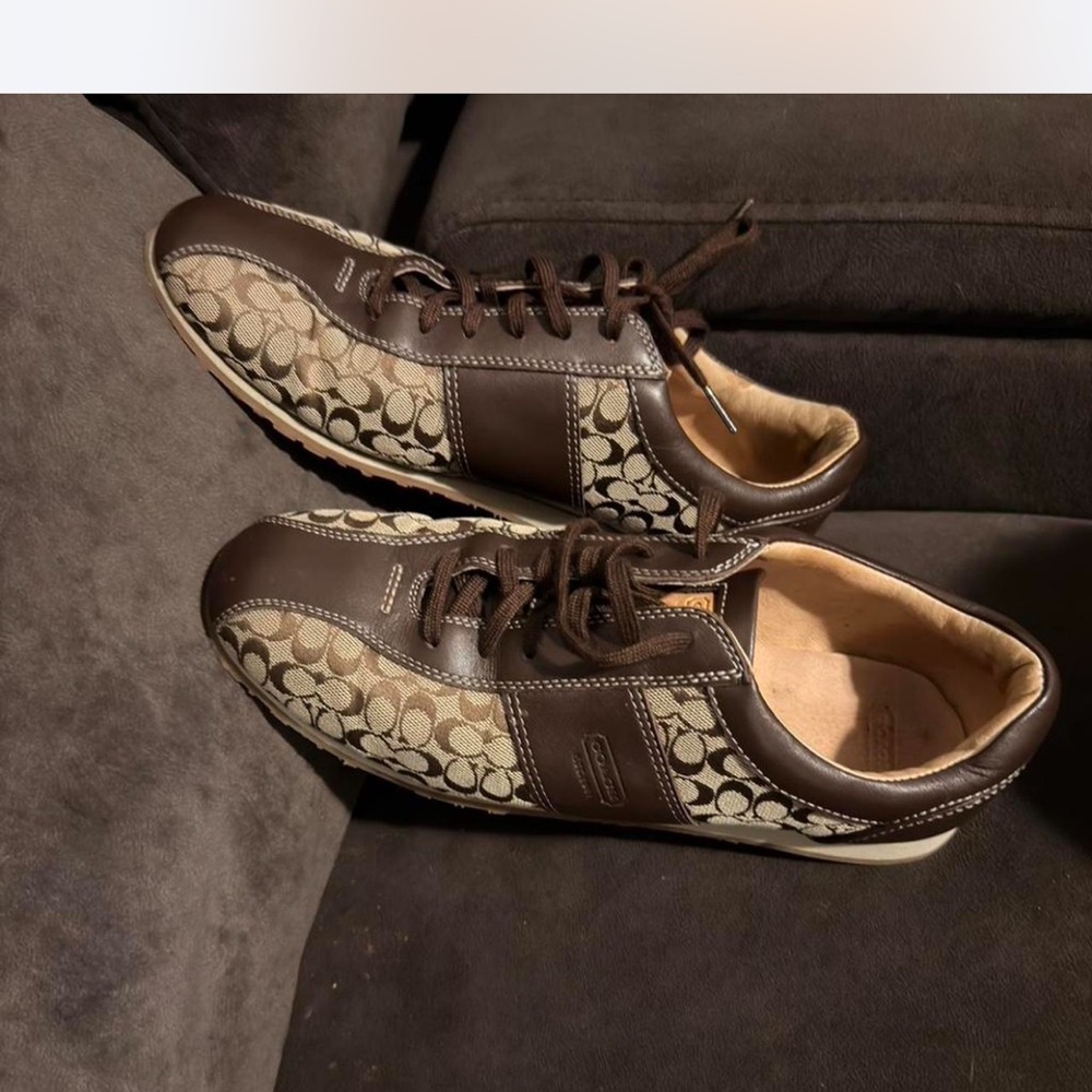 Coach Brown and Tan Signature Canvas Sneakers - Picture 6 of 6